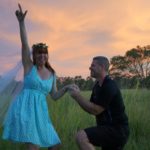 The wandering wedding dress diary with tegan marshall becoming engaged photo with tegan mathews and clark on one knee