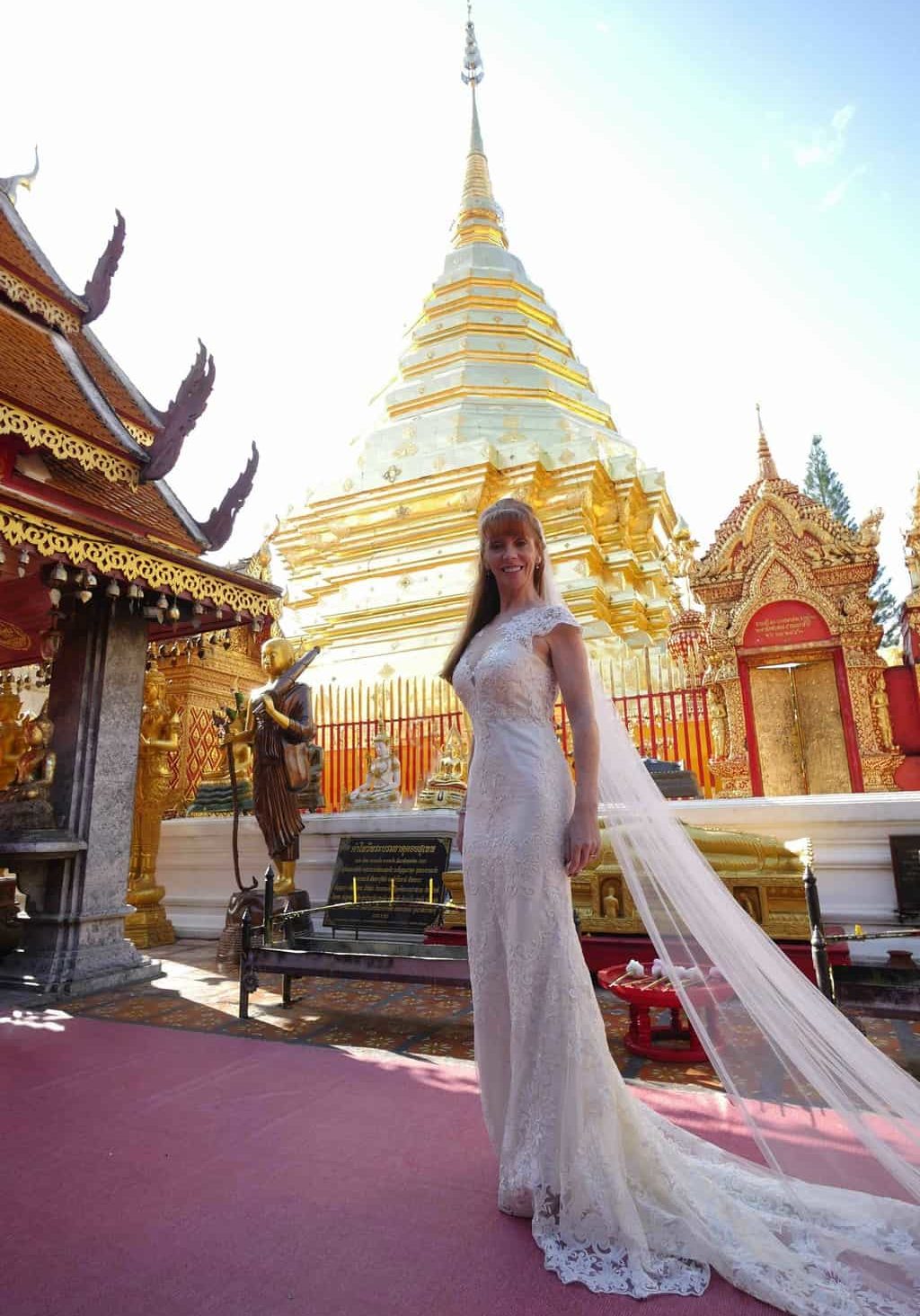 Tegan Marshall In The Wandering Wedding Dress In Temple Chiang Mai